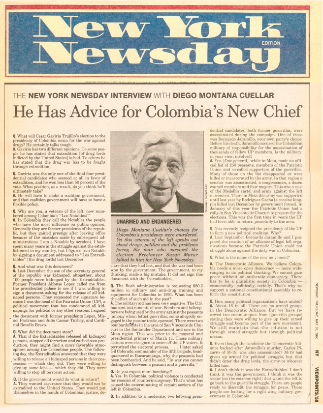 Suzan Mazur - Diego Montana Interview, Newsday,1990.jpg