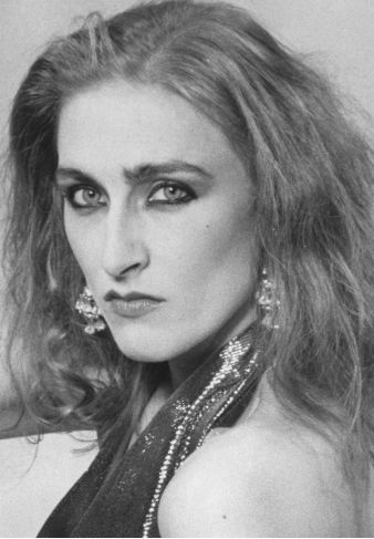 Suzan Mazur, 1979, wearing Betsey Johnson red lame